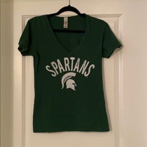 Green v-neck Michigan State Spartans T-shirt